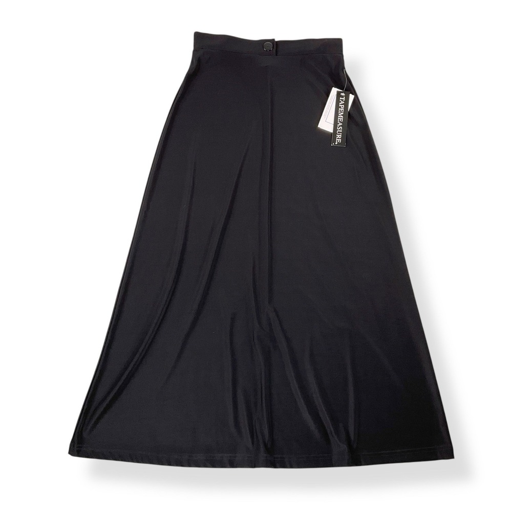 TapeMeasure Skirt Women XL Black A-Line Long Maxi Stretch Elastic Waist NWT VTG